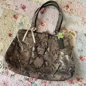 Coach F19679 Snakeskin Python Leather Shoulder Soho Buckle Bag